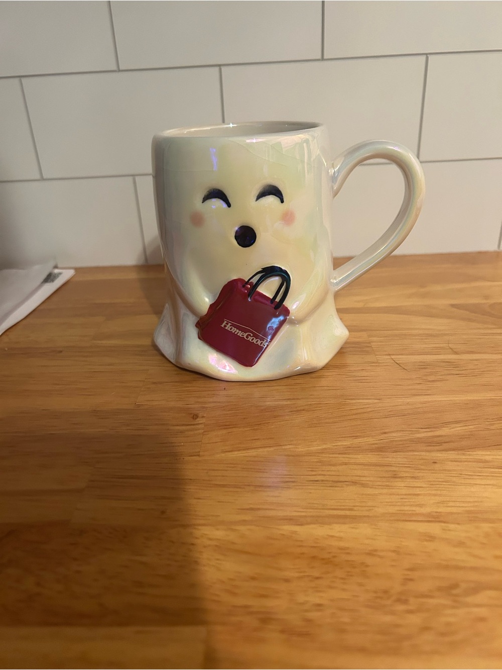 Viral Iridescent White Ceramic Mug with Red Homegoods tot